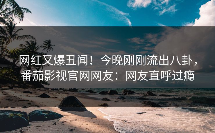 网红又爆丑闻！今晚刚刚流出八卦，番茄影视官网网友：网友直呼过瘾