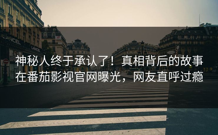 神秘人终于承认了！真相背后的故事在番茄影视官网曝光，网友直呼过瘾
